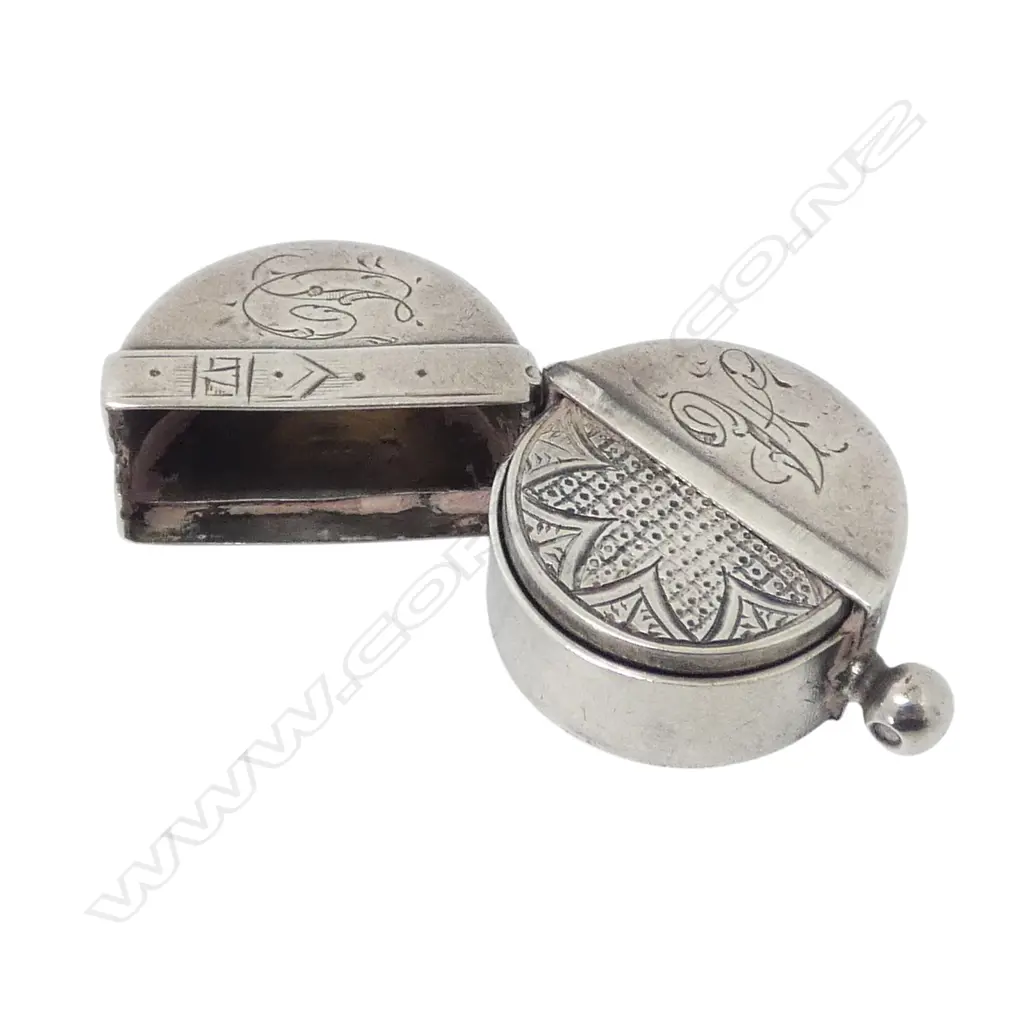 STG SILVER SOVEREIGN CASE 25mm dia + POWDER 40mm dia 31gms Image 1++