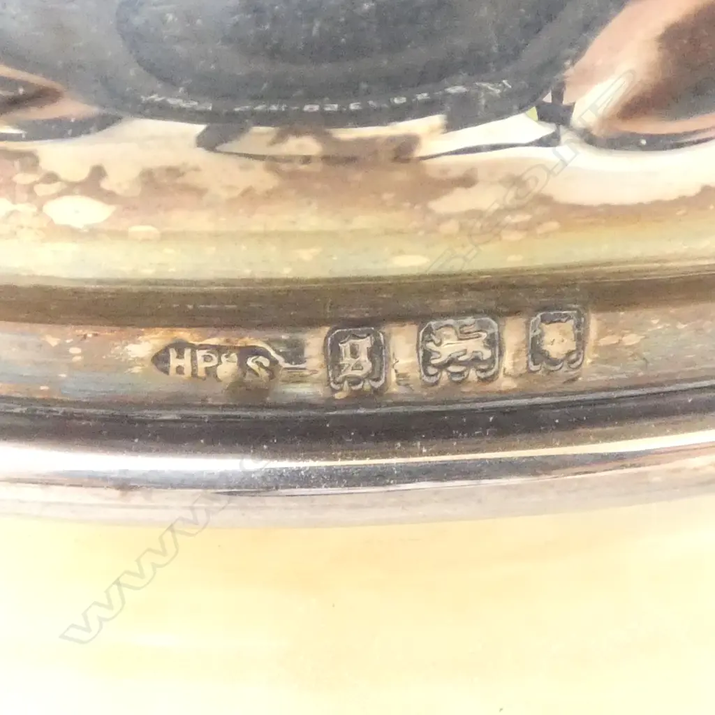 CRYSTAL POWDER JAR w. STG SILVER LID, LONDON 1922 51gms 150mm dia Image 1++
