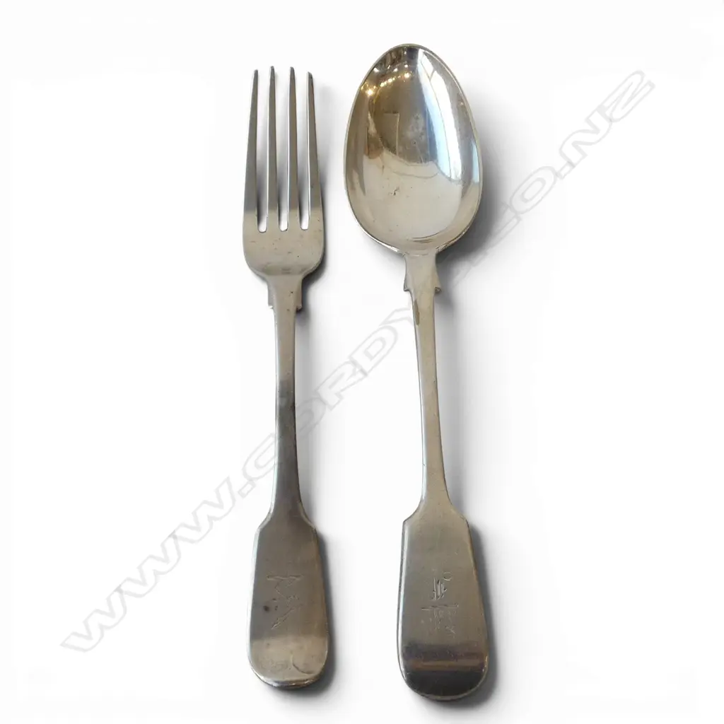 2 PCES HALLMARKED STG SILVER, FORK & DESSERT SPOON 93gms Image 1++