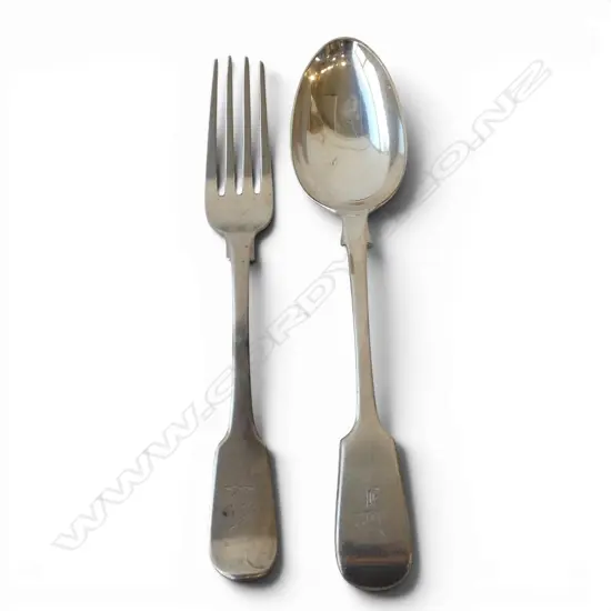 2 PCES HALLMARKED STG SILVER, FORK & DESSERT SPOON 93gms