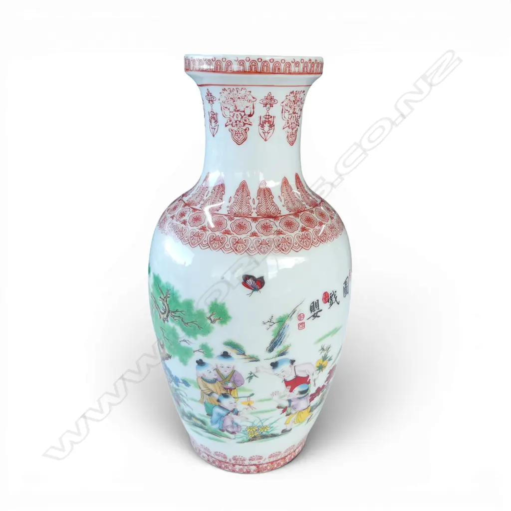 CHINESE WHITE PORCLAIN VASE CHILDREN AT PLAY DECORATION H350MM Image 1++