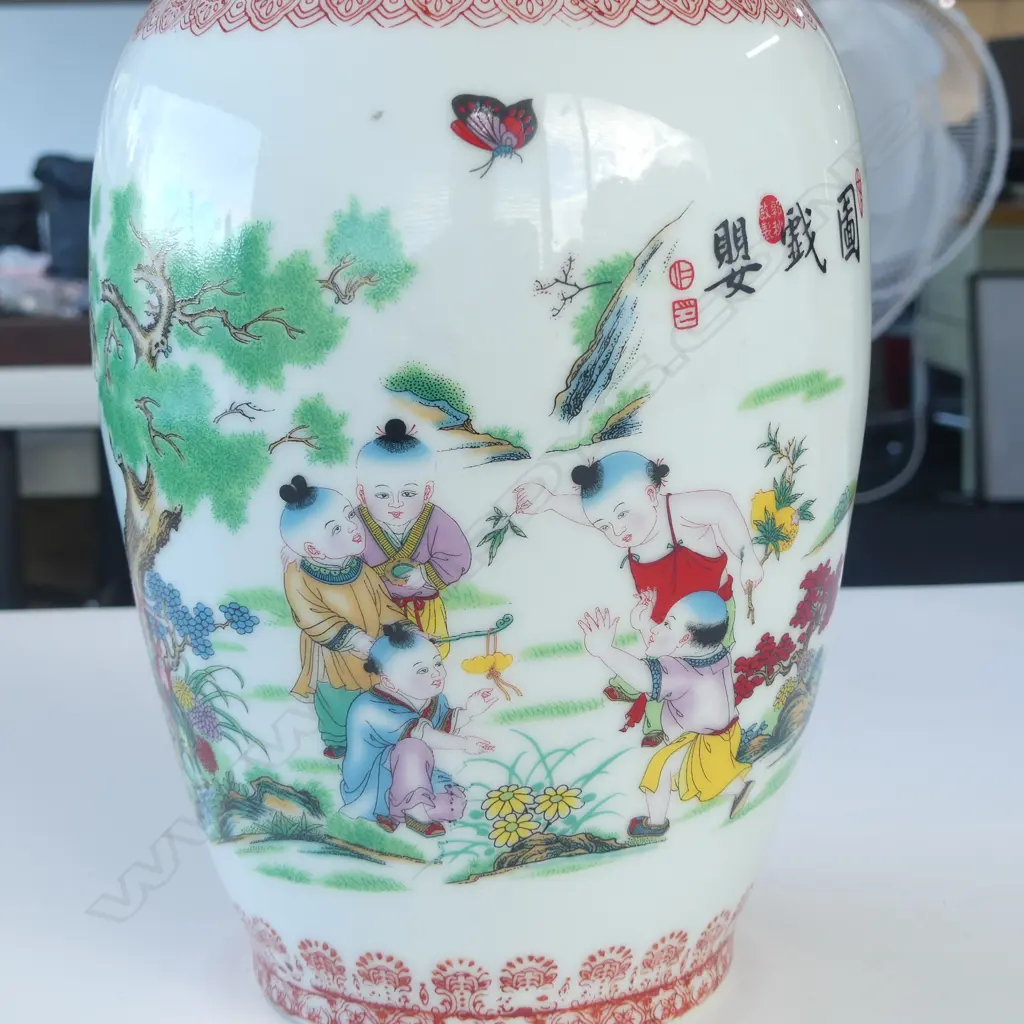 CHINESE WHITE PORCLAIN VASE CHILDREN AT PLAY DECORATION H350MM Image 1++