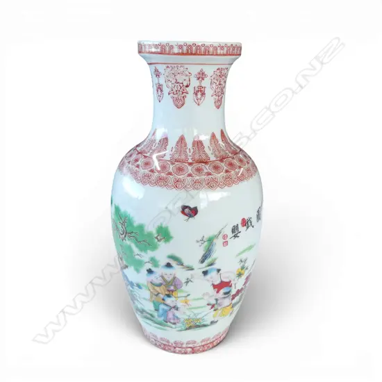 CHINESE WHITE PORCLAIN VASE CHILDREN AT PLAY DECORATION H350MM