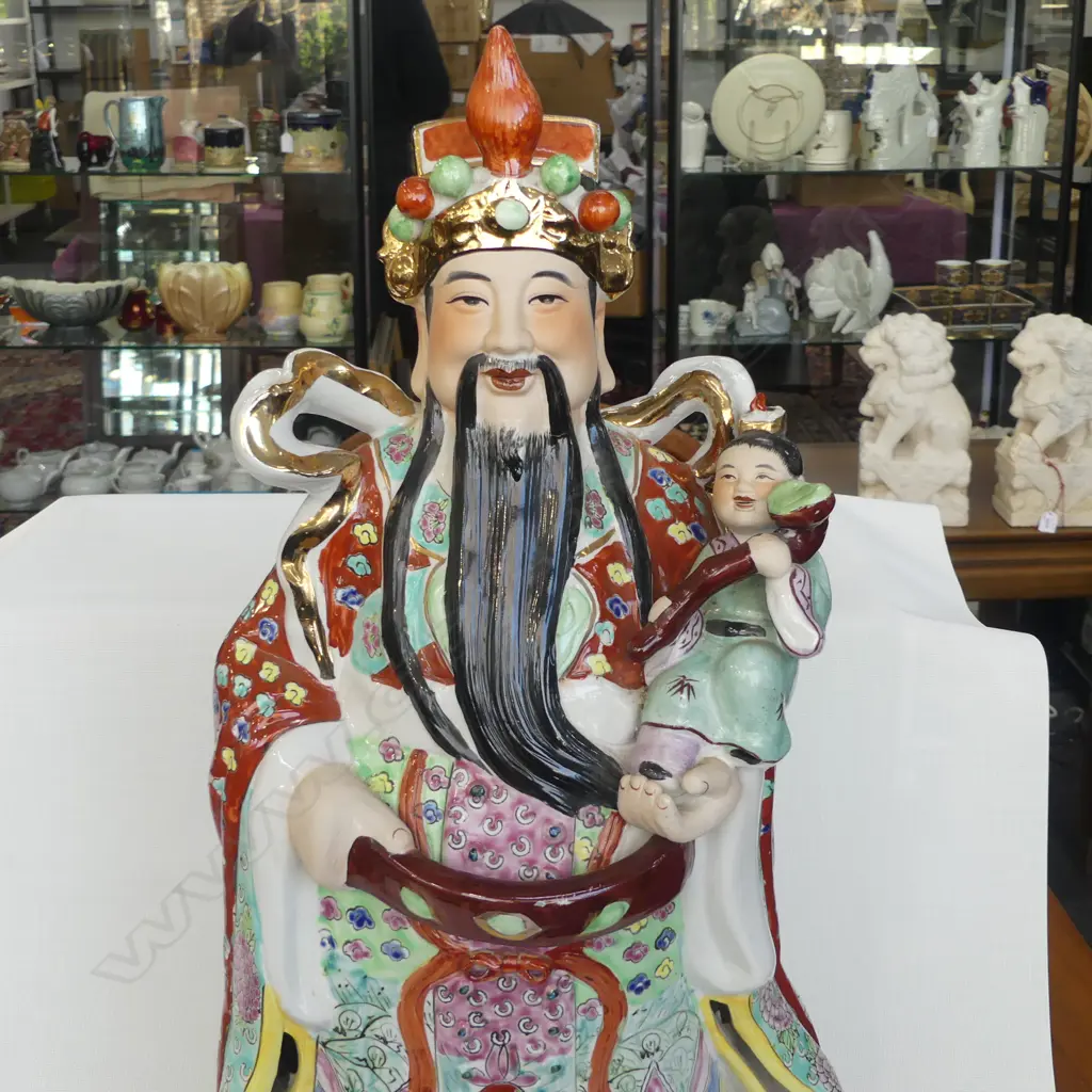 ORIENTAL CERAMIC FIGURE H.650mm (HEAD PIECE REPAIRED) Image 1++