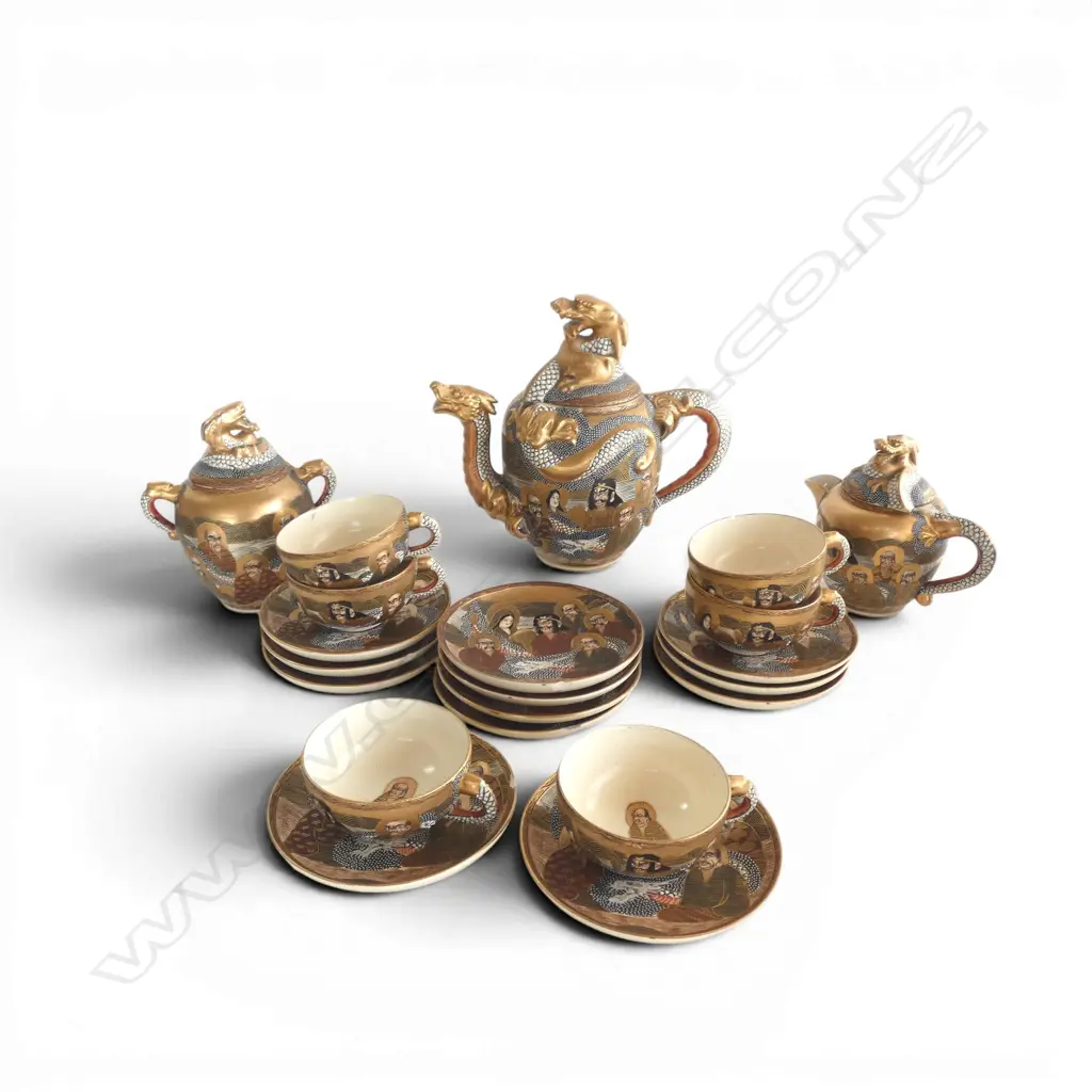 SATSUMA TEA SET, SIGNED TO BASE, SOME FAULTS Image 1++
