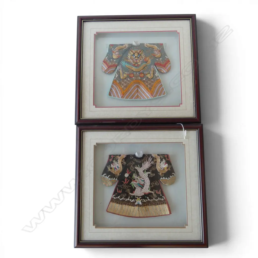 2 FRAMED SMALL CHINESE ROBES 510x545mm Image 1++