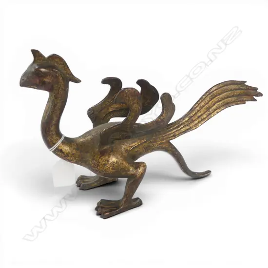 ORIENTAL GILT METAL WINGED CREATURE H.165mm L.270mm