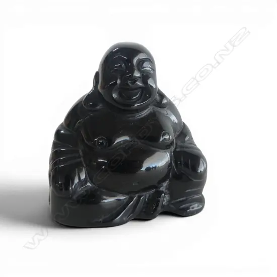 BLACK GLASS SEATED BUDDHA H.650mm