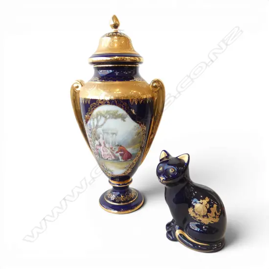 LIMOGES LIDDED URN H.480mm & CAT H.185mm
