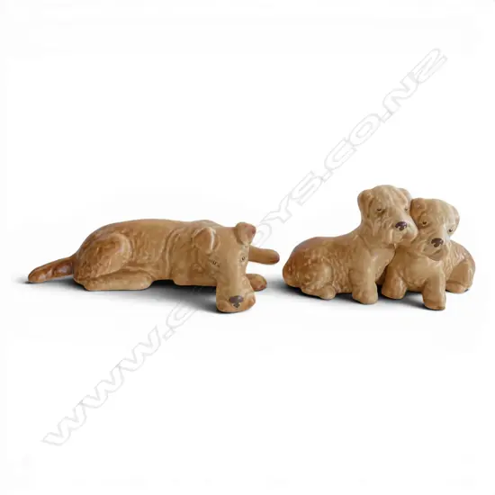 2 SYLVAC TERRIER FIGURINES, #166 H.75x150mm, #162 H.50x170mm