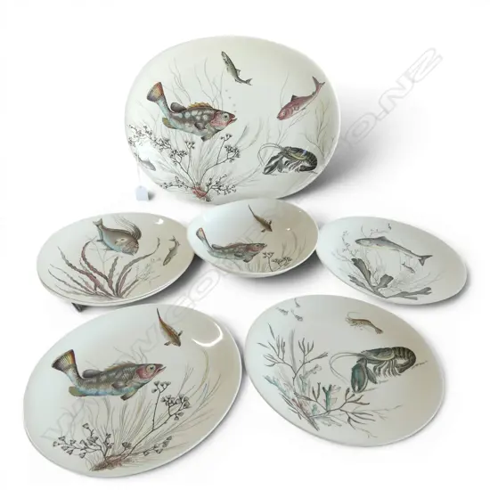 7 PCES JOHNSON BROS FISH CHINA W.420mm
