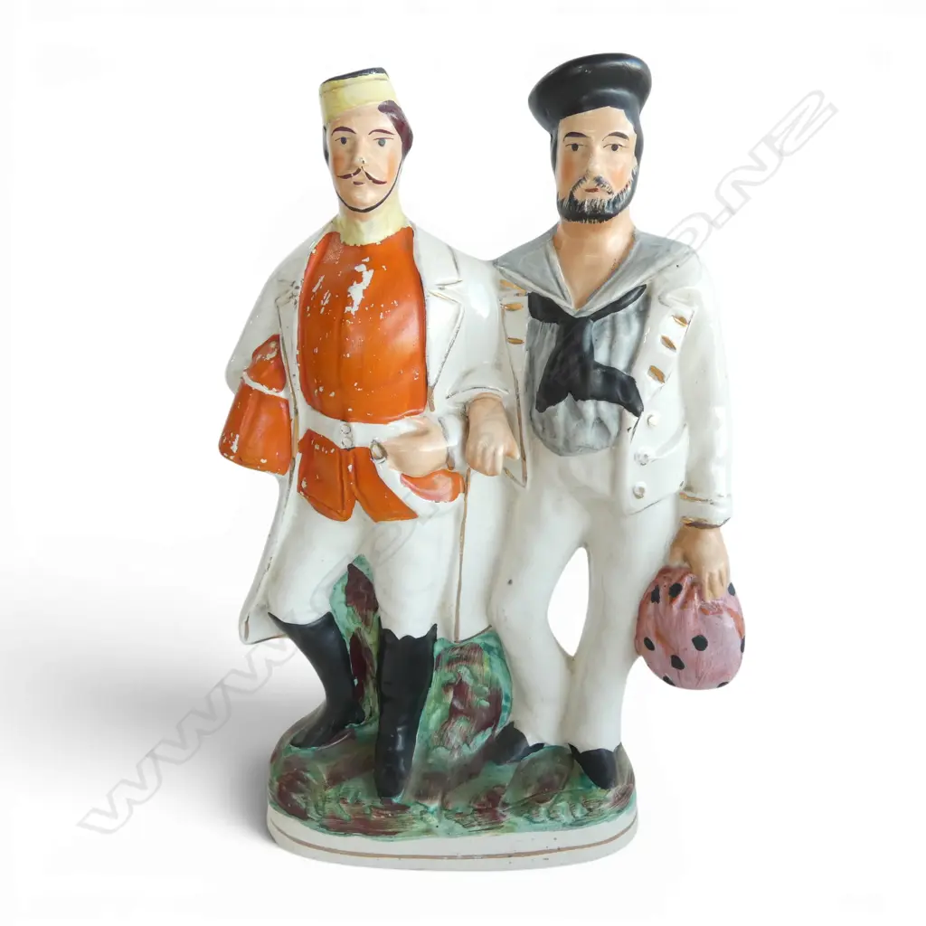 STAFFORDSHIRE FLATBACKFIGURE GROUP SAILOR & SOLDIER H.310mm Image 1++