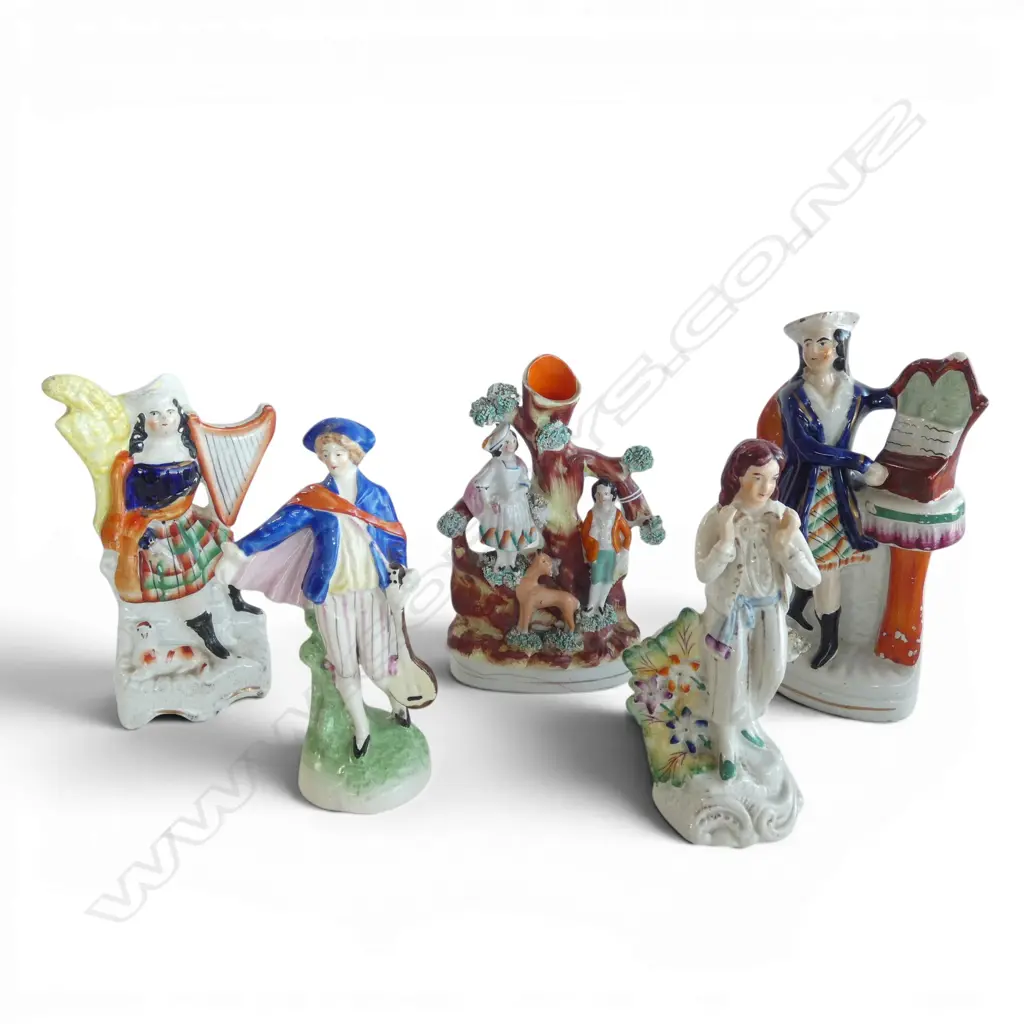 3 STAFFORDSHIRE FLATBACKS & 2 OTHER FIGURE GROUPS H.200mm Image 1++