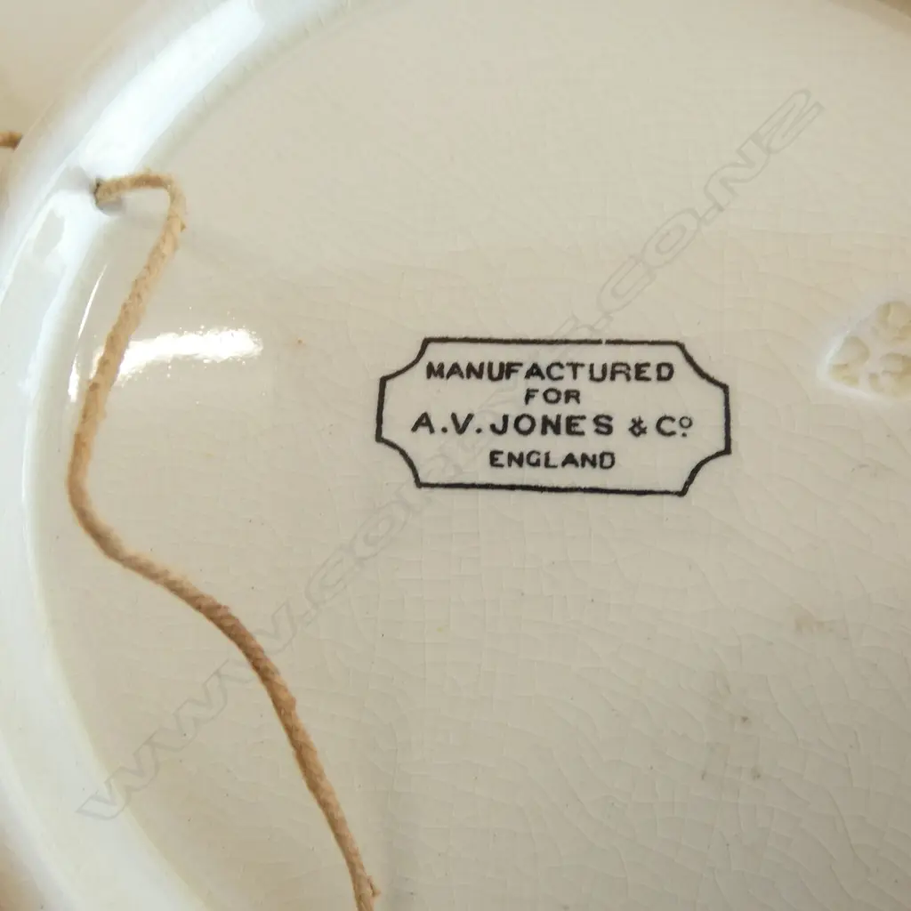 VINTAGE BONZO WALL HANGING PLATE 'Why the Dickens did you cut me off?', maker A.V.Jones stamp & no. to base Image 1++