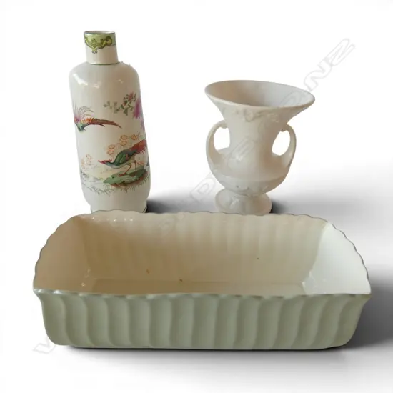 3 VASES; SPODE MANTLE VASE, 'DIANA' URN & ROYAL WINTON hairline to spout H.280mm