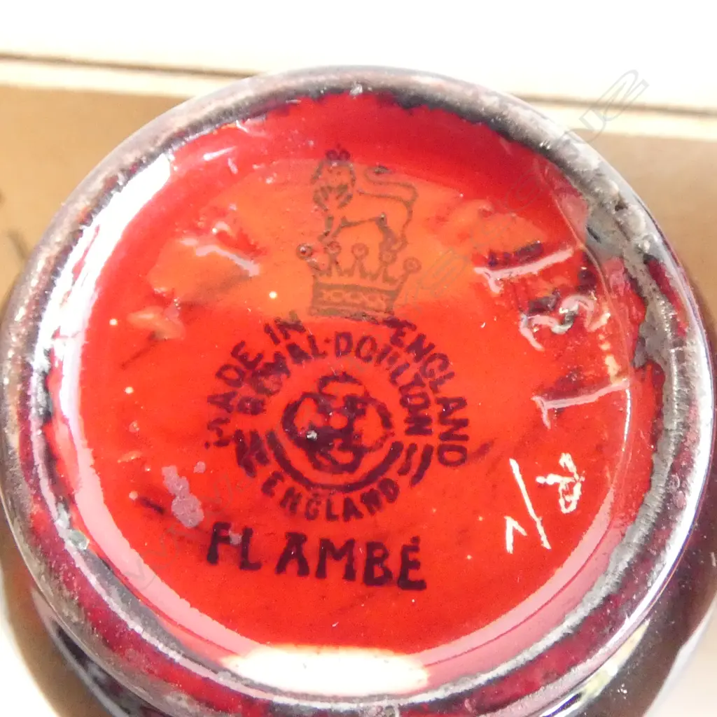 3 ROYAL DOULTON FLAMBE MINIATURE VASES, H.50,60,65mm Image 1++