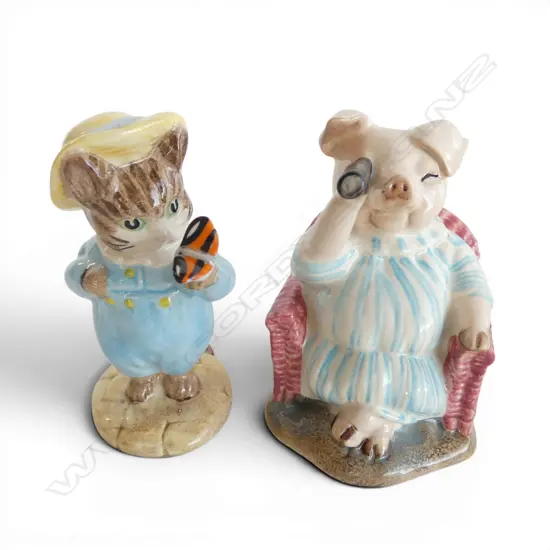 2 ROYAL ALBERT BEATRIX POTTER FIGS; 'Little Pig Robinson Spying' brown crown backstamp, H.90mm & 'Tom Kitten', H.80mm