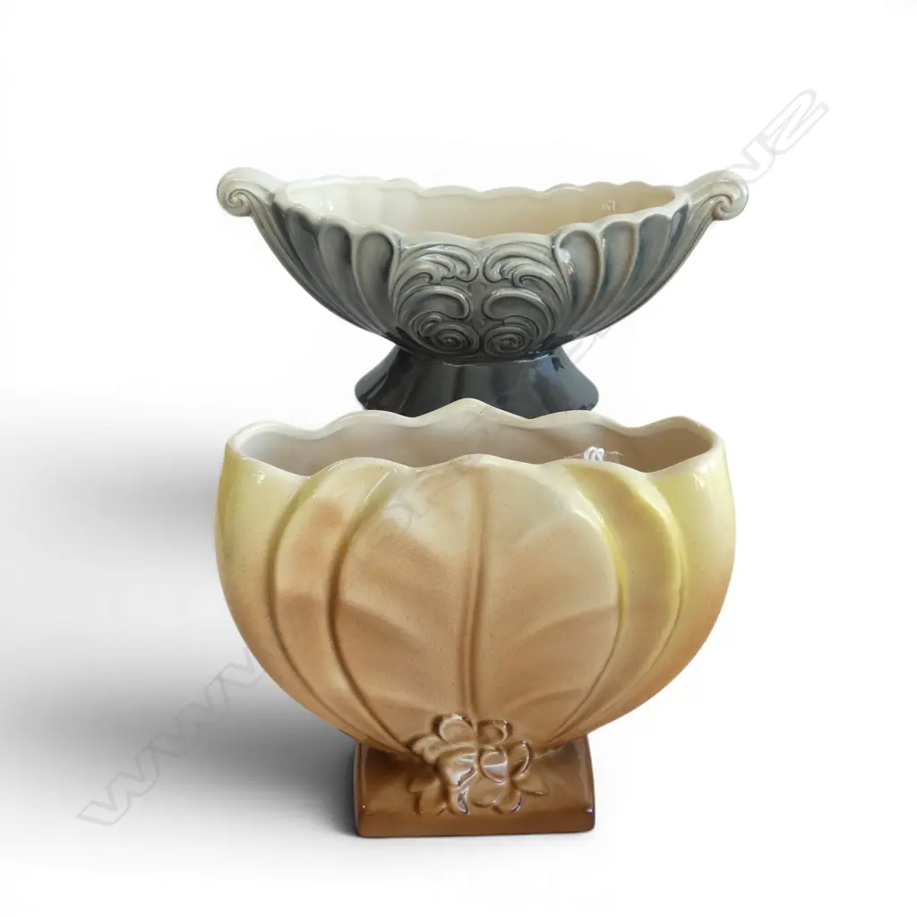 TWO TITIAN STUDIO NZ POTTERY VASES, L.280MM H.160MM Image 1++