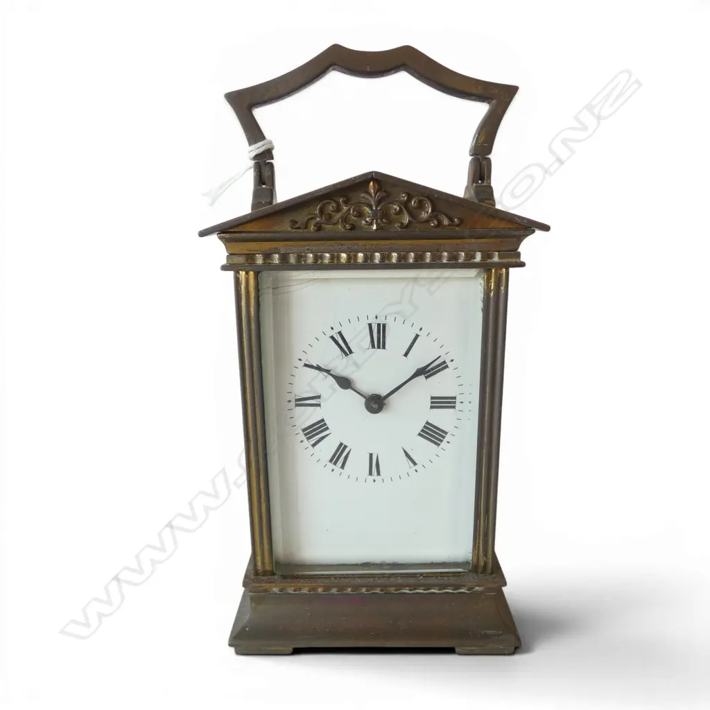 FRENCH BRASS CARRIAGE CLOCK C.1900 H.135mm w. KEY some faults Image 1++