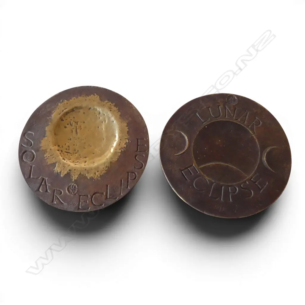 PR BRONZE DISKS 'LUNAR ECLIPSE' 16/30, 'SOLAR ECLIPSE' 4/25 95mm dia ARTIST MARK UNKNOWN Image 1++