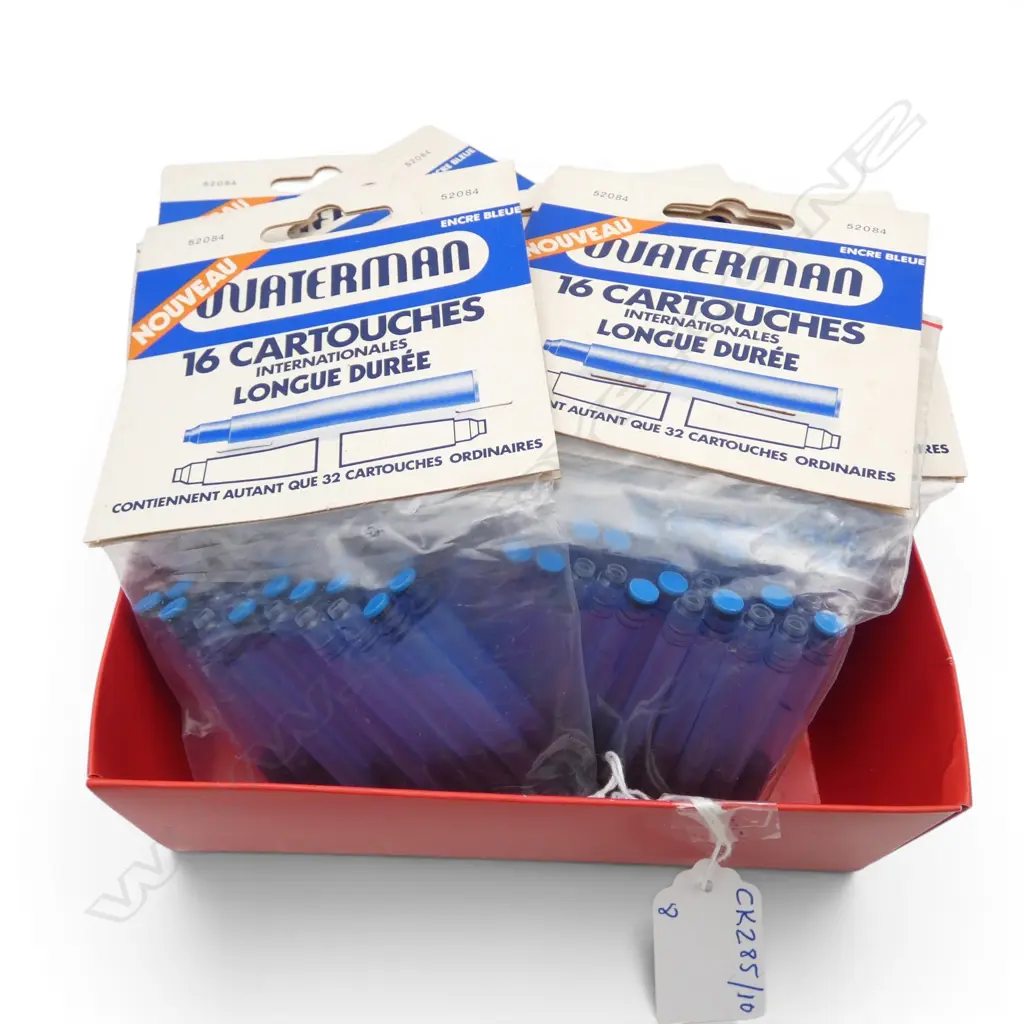 8 PACKETS OF 16 WATERMAN FOUNTAIN PEN BLUE INK CARTRIDGES  Image 1++