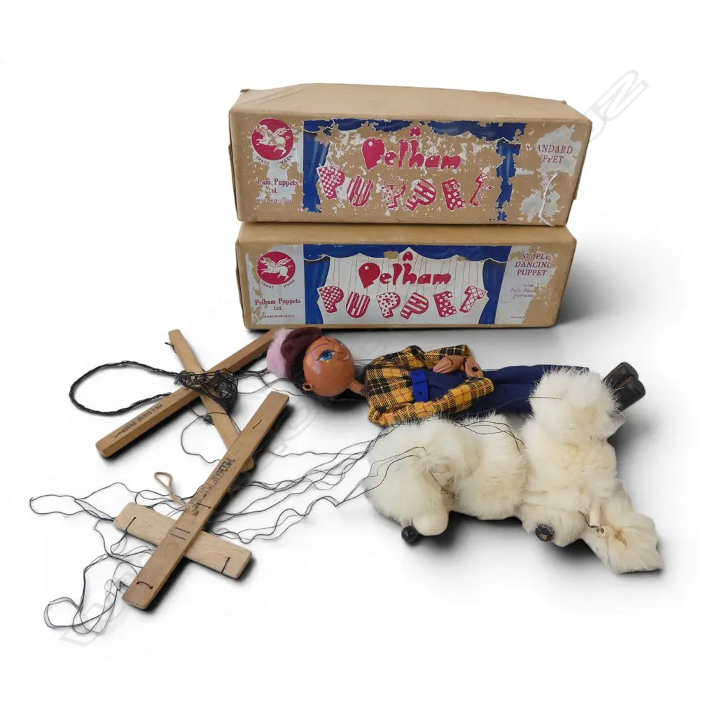 2 VINTAGE PELHAM PUPPETS dog & boy Image 1++