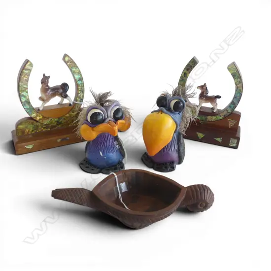 PR HORSE BOOK ENDS, TRIBAL BOWL + 2 OTHERS