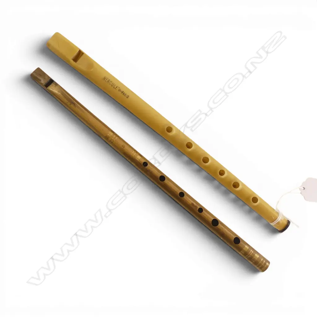 2 WHISTLE / FLUTES Incl. HERCULE U-PARIS CELLULOID L.285mm Image 1++