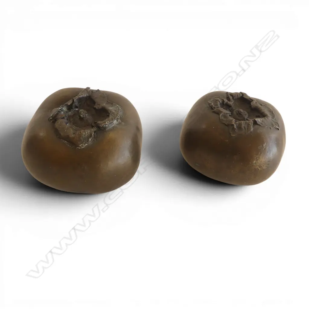 2 BRONZE PERSIMMONS 70mm dia 'THINK OF ME' TO BASE Image 1++