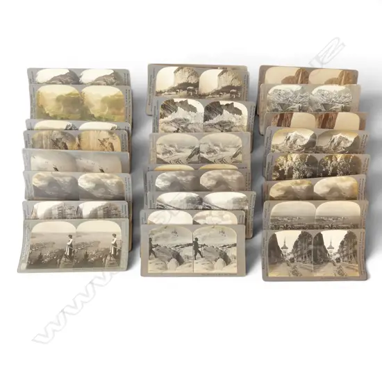 31 ANTIQUE STEREOVIEW CARDS OF SWITZERLAND MOUNTAINS LAKES ETC 