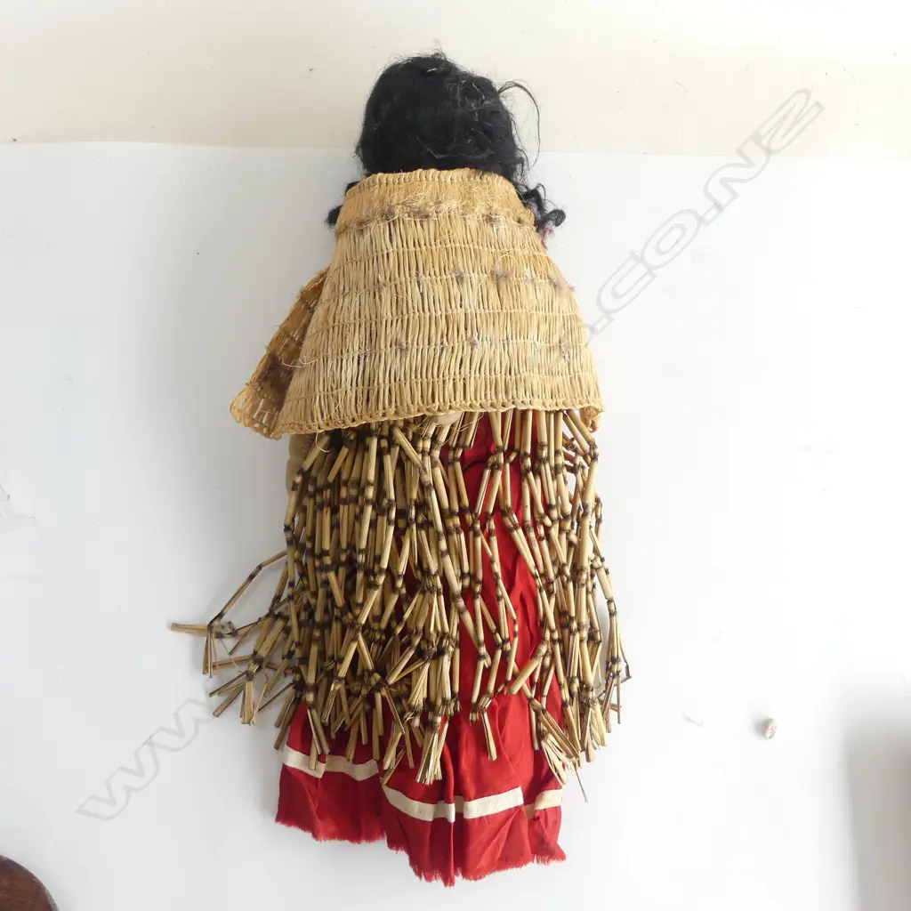 VINTAGE LGE MAORI DOLL W PUIPUI ETC # Possible Miri M?ori Lands mother and child composition head doll, rag body H.460mm Image 1++
