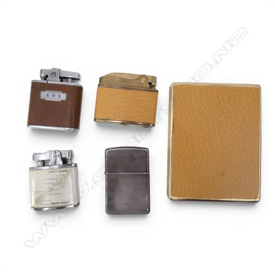 4 CIGARETTE LIGHTERS Incl. CIG CASE SET etc