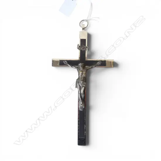 METAL & EBONISED WOOD CRUCIFIX H.230mm 