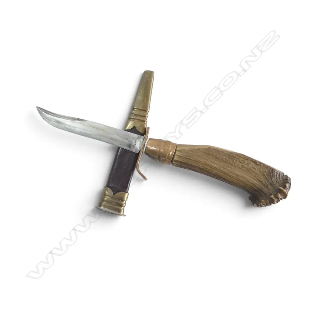 GERMAN HUNTING KNIFE antler handle, sheath L.350mm Image 1++