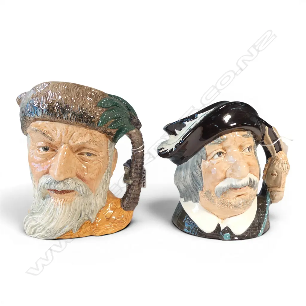 2 LARGE SIZE ROYAL DOULTON CHARACTER JUGS ROBINSON CRUSOE &SANCHO PANCO H180MM Image 1++