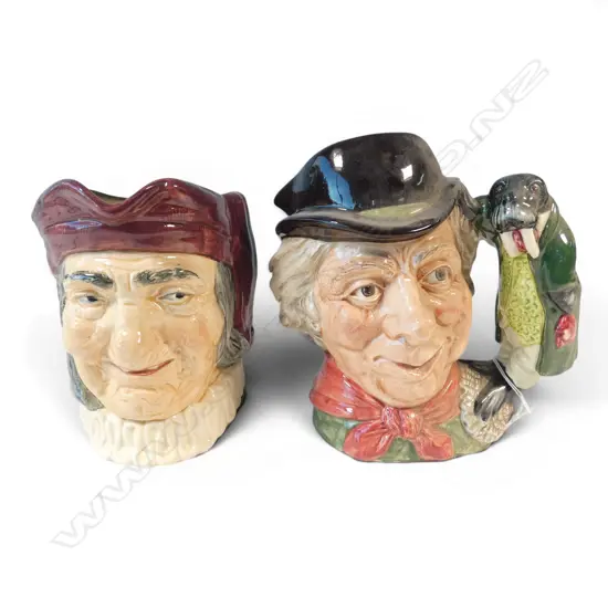 2 LARGE SIZE ROYAL DOULTON CHARACTER JUGS THE WALRUS & CARPENTER &SIMON CELLAR H160MM