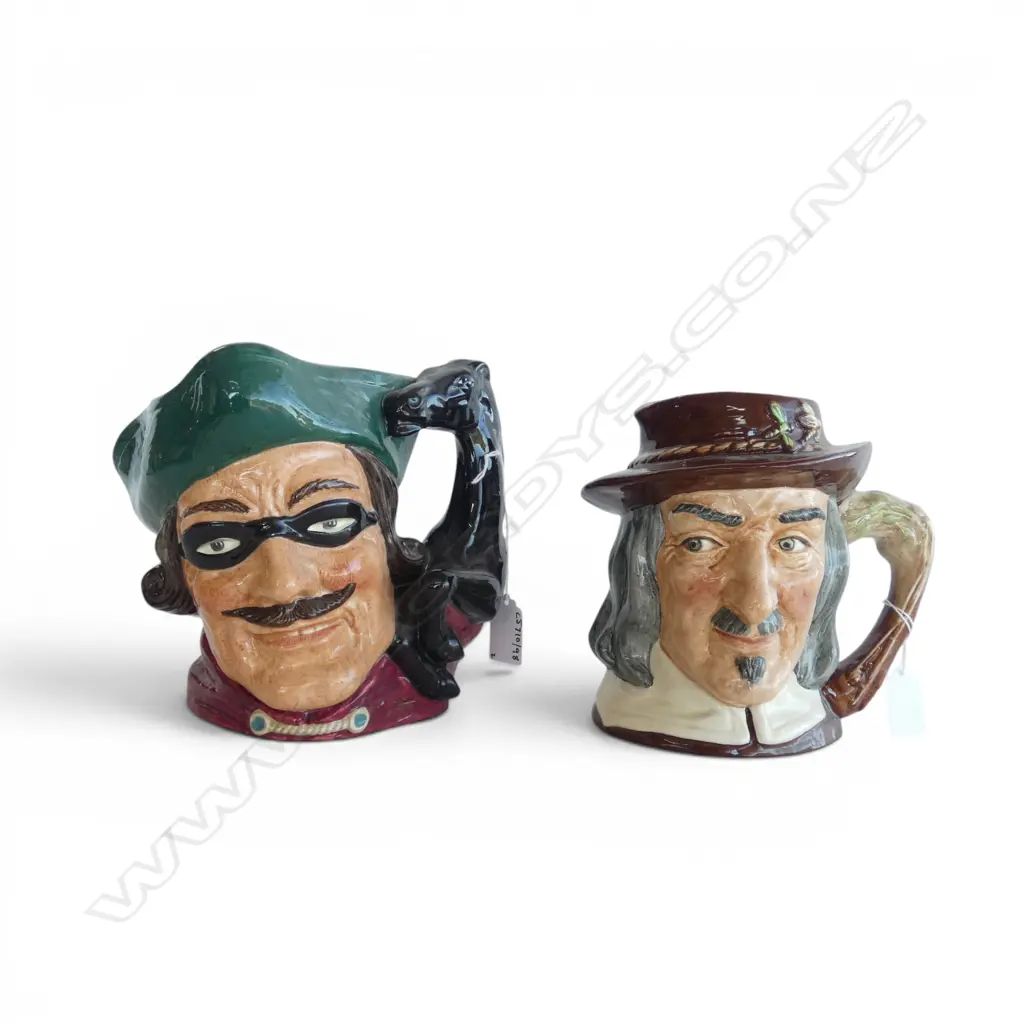 2 LARGE SIZE ROYAL DOULTON CHARACTER JUGS DICK TURPIN & COMPLETE ANGLER H170MM Image 1++