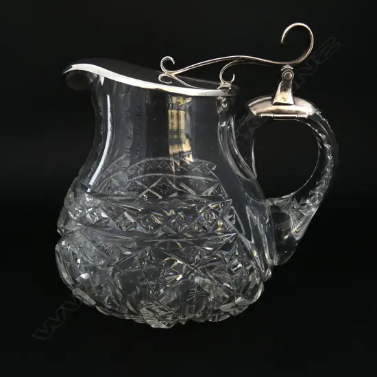  CONTINENTAL 800 SILVER CUT CRYSTAL LIDDED JUG H180MM