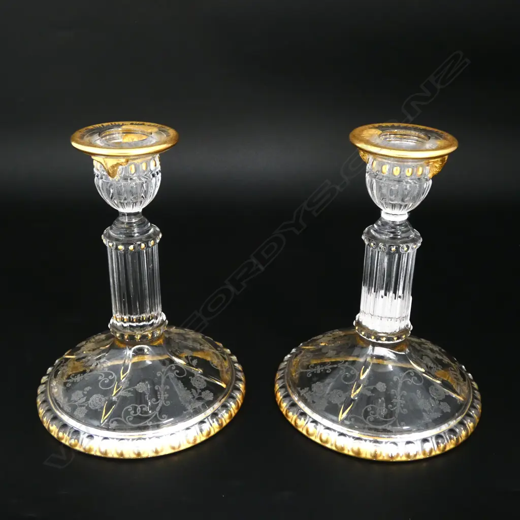 PR OF CAMBRIDGE ROSE POINT 3500 RAMS HEAD CANDLE HOLDERS H155MM Image 1++