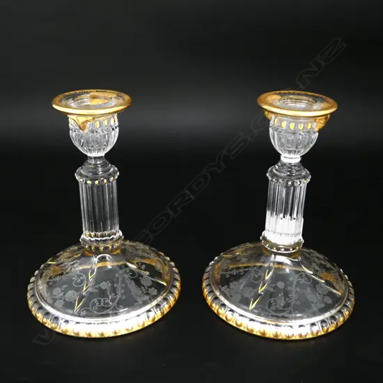 PR OF CAMBRIDGE ROSE POINT 3500 RAMS HEAD CANDLE HOLDERS H155MM