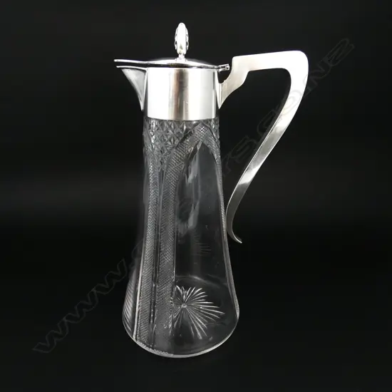 S/SILVER TOPPED CRYSTAL CLARET JUG H270MM