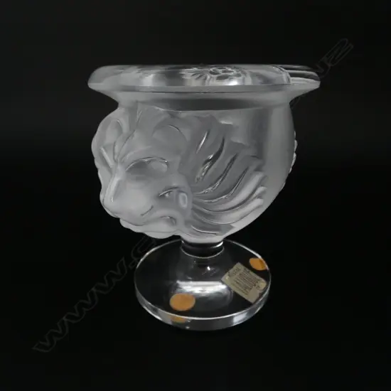 LALIQUE FRANCE CRYSTAL CANDLE HOLDER etched to base H.95mm