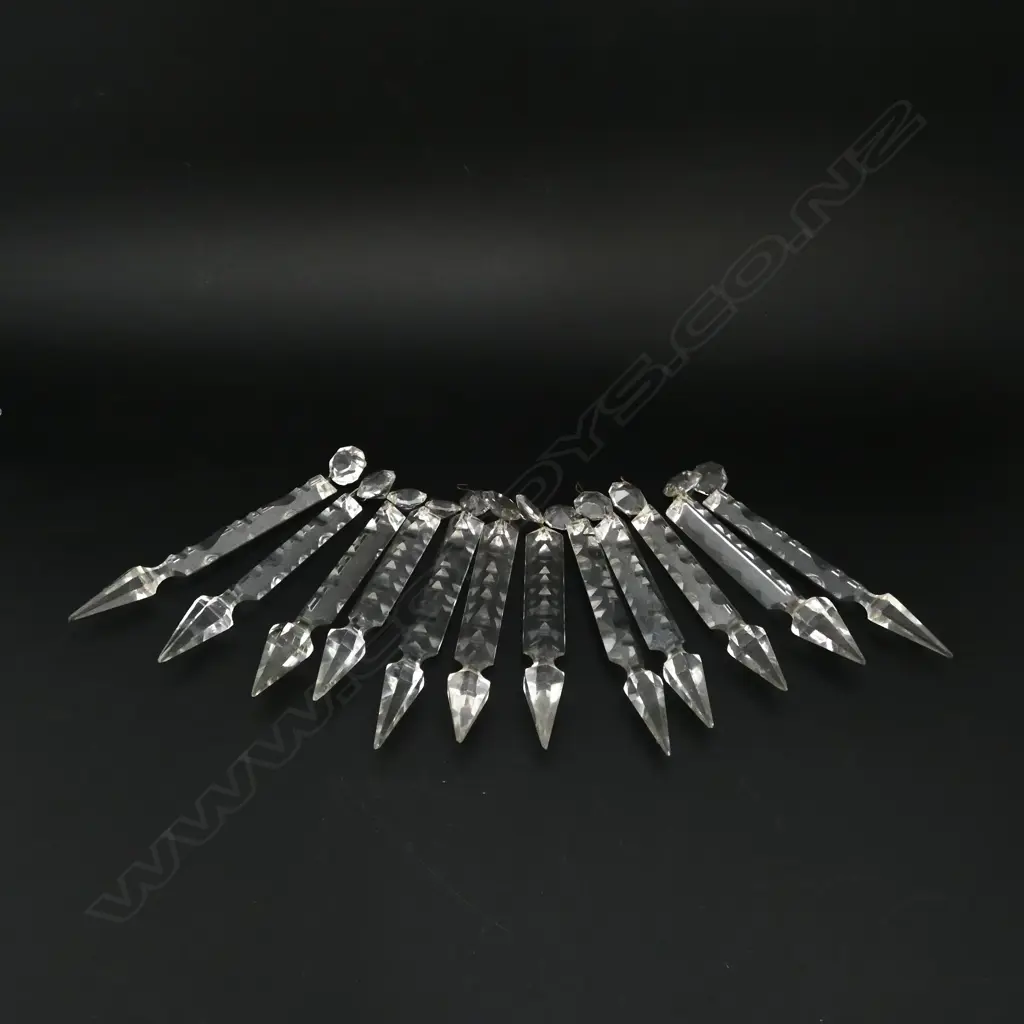 12 VICTORIAN CUT CRYSTAL LUSTRES, L.145MM-155MM  Image 1++