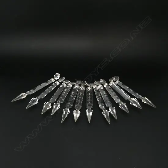 12 VICTORIAN CUT CRYSTAL LUSTRES, L.145MM-155MM 