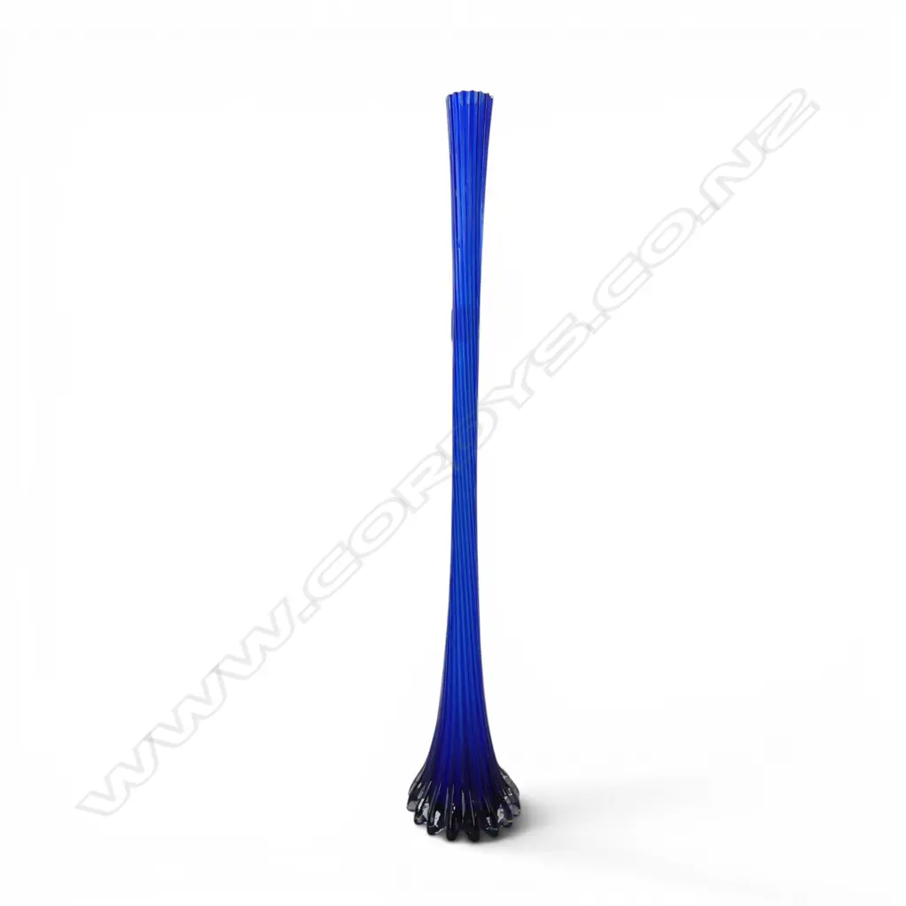 TALL MID-CENTURY BLUE ART GLASS VASE H710MM  Image 1++