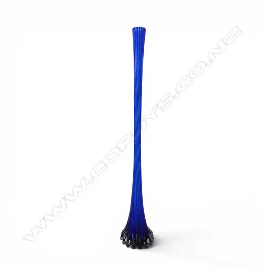 TALL MID-CENTURY BLUE ART GLASS VASE H710MM 