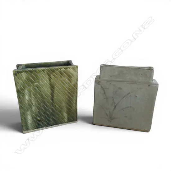 2 STUDIO POTTERY SLAB VASES H.240mm