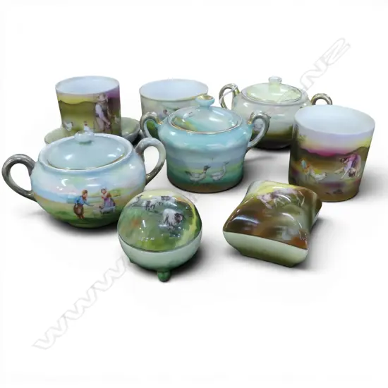 9 PCES ROYAL BAYREUTH FARMYARD PAT. TEA CHINA