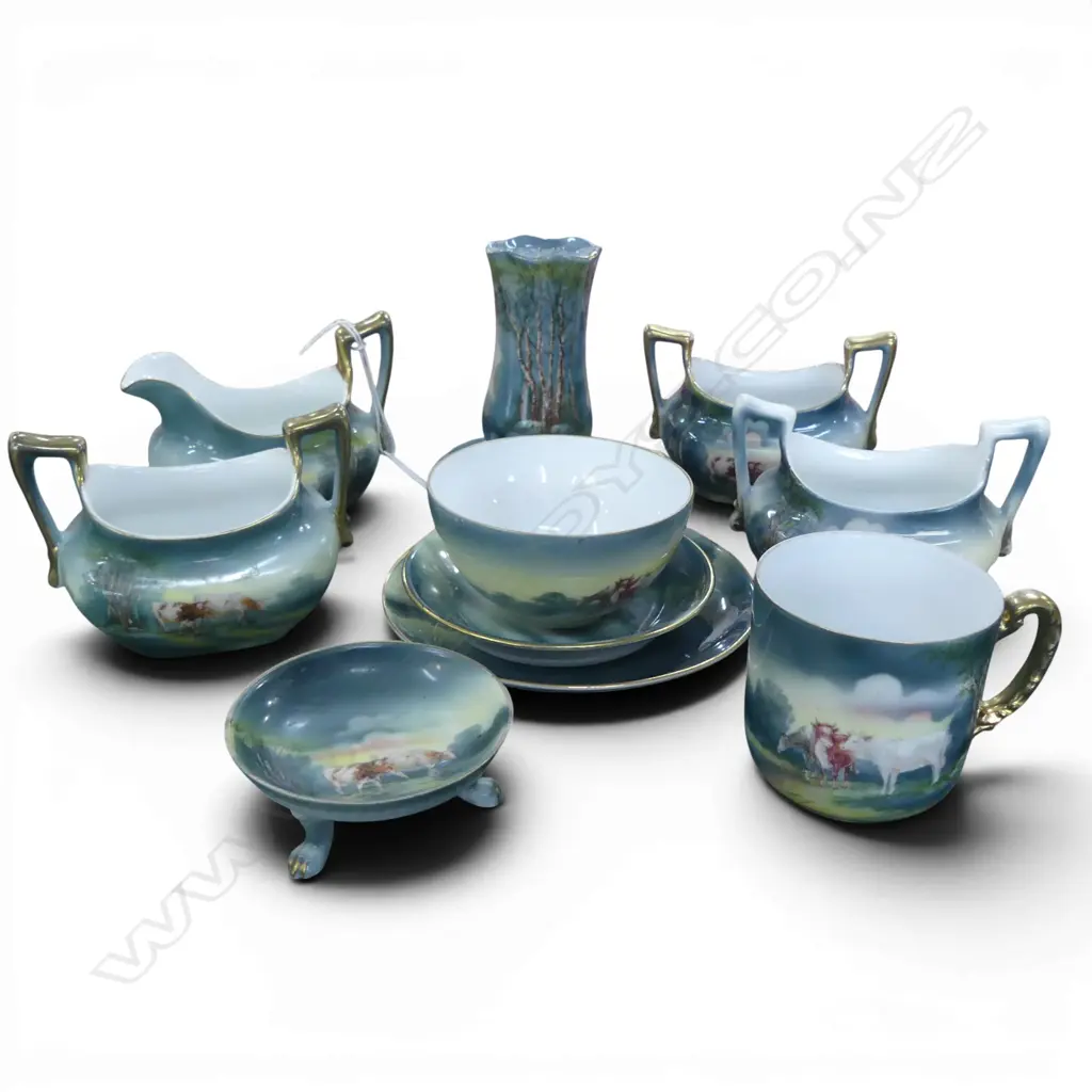 10 PCES ROYAL BAYREUTH EVENING COW PAT. CHINA Image 1++