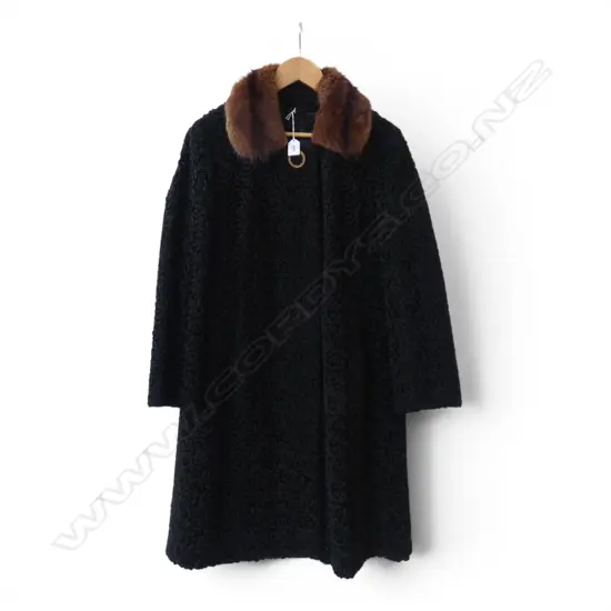 "ASTRA FURS" ASTRACAN COAT with a mink collar size 10/12